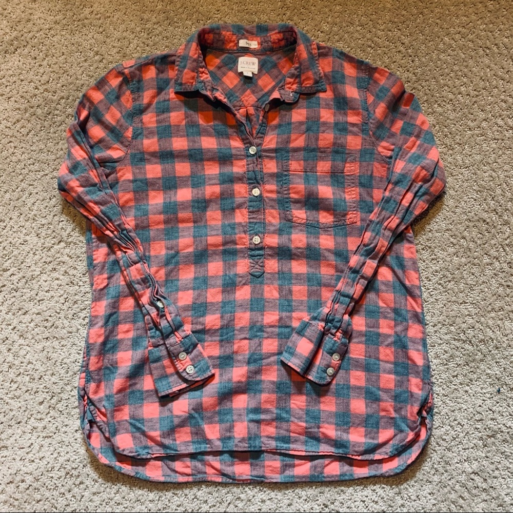 J. Crew 1/2 Button Plaid Shirt